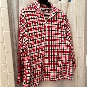 Lands' End Red and White Checkered Half-Zip